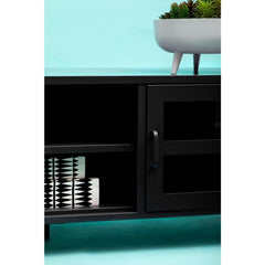 Acier Two Door Black Metal Media Unit - Home Luxe Interior