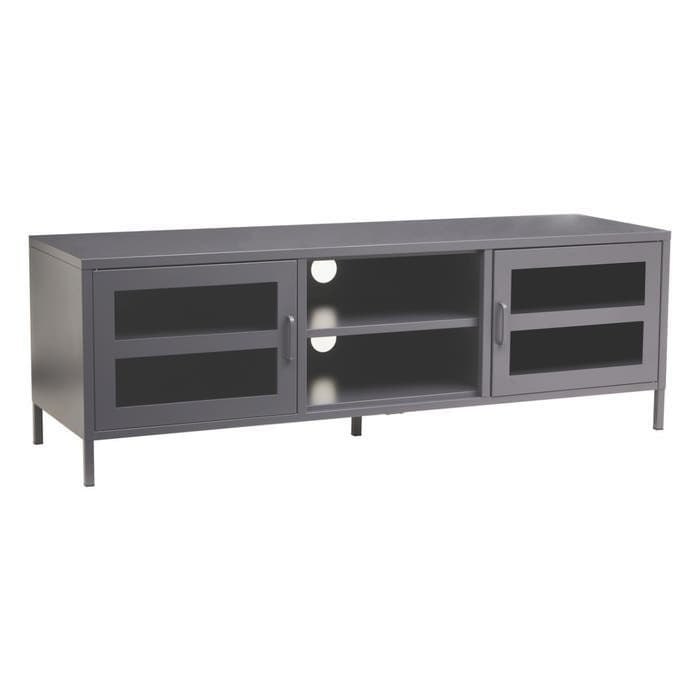 [EKM-AUTOGENERATED]Acier Two Door Grey Metal Media Unit - Home Luxe Interior