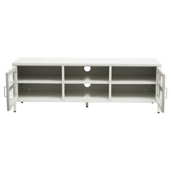 Acier Two Door White Metal Media Unit - Home Luxe Interior