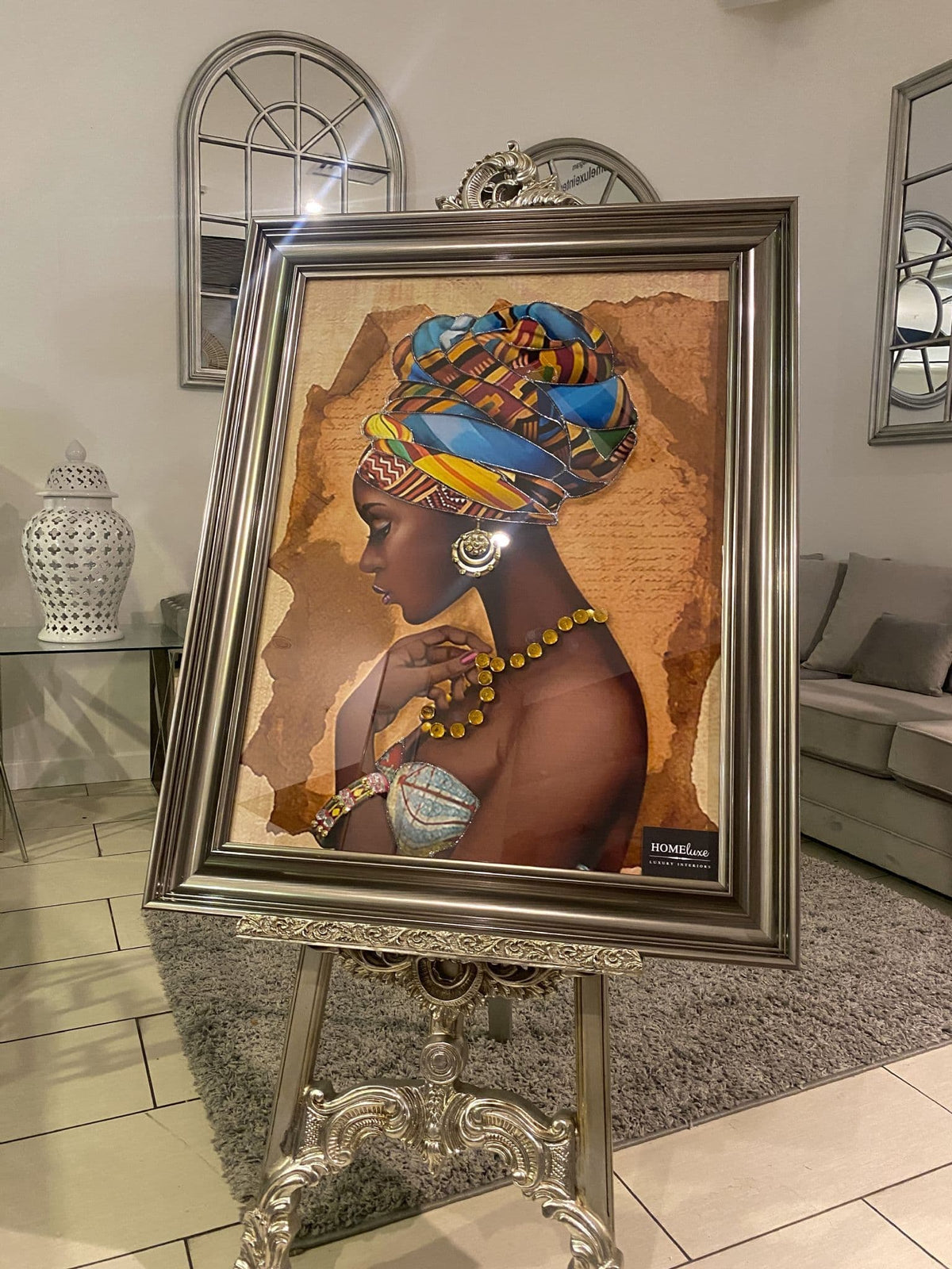 [EKM-AUTOGENERATED]African Lady Side View Wall Champagne Step Frame 90Cm X 70Cm