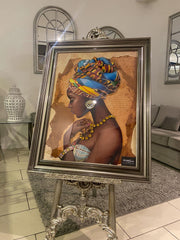 [EKM-AUTOGENERATED]African Lady Side View Wall Champagne Step Frame 90Cm X 70Cm