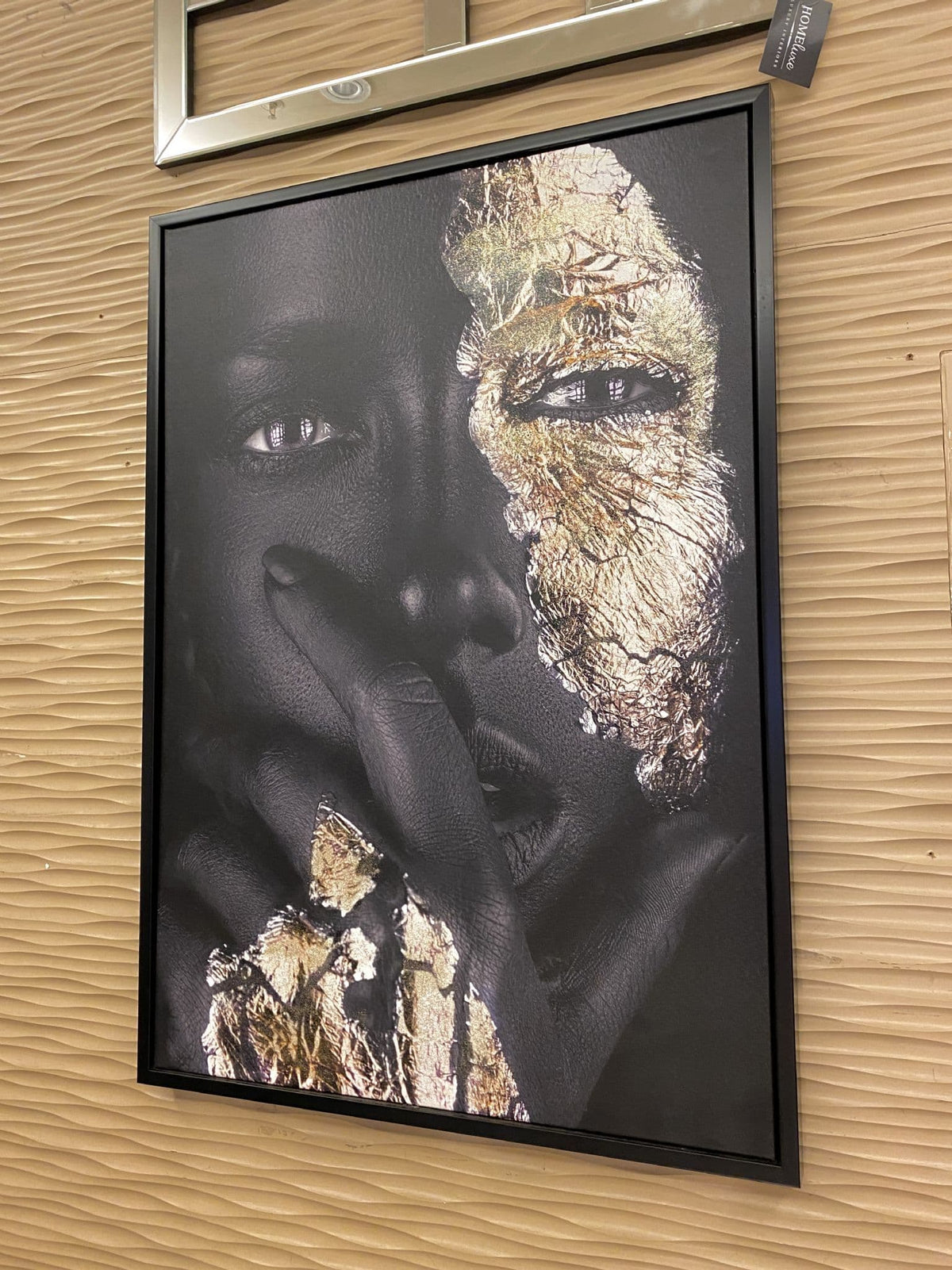 [EKM-AUTOGENERATED]African Queen Black & Gold Face Wall Art Canvas Black Frame