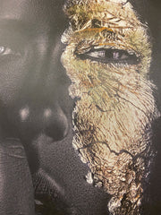 African Queen Black & Gold Face Wall Art Canvas Black Frame