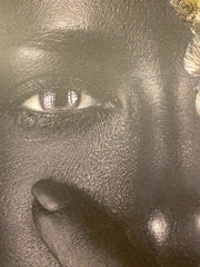 African Queen Black & Gold Face Wall Art Canvas Black Frame