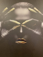 African Queen Black & Gold Hands Wall Art Canvas Black Frame