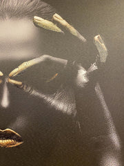 African Queen Black & Gold Hands Wall Art Canvas Black Frame