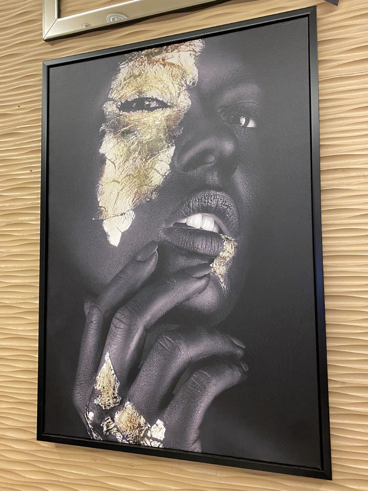 [EKM-AUTOGENERATED]African Queen Black & Gold Wall Art Eyes Canvas Black Frame