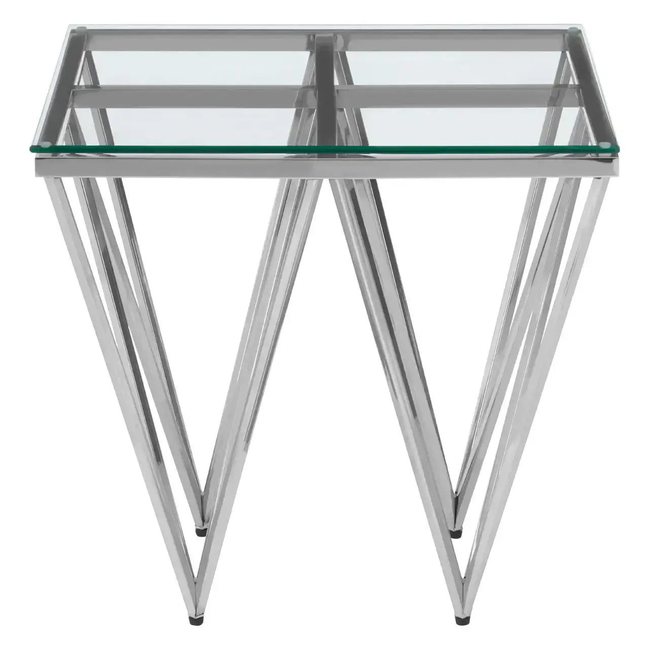 [EKM-AUTOGENERATED]Allure Silver Finish Prismatic Legs End Table