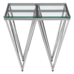 [EKM-AUTOGENERATED]Allure Silver Finish Prismatic Legs End Table