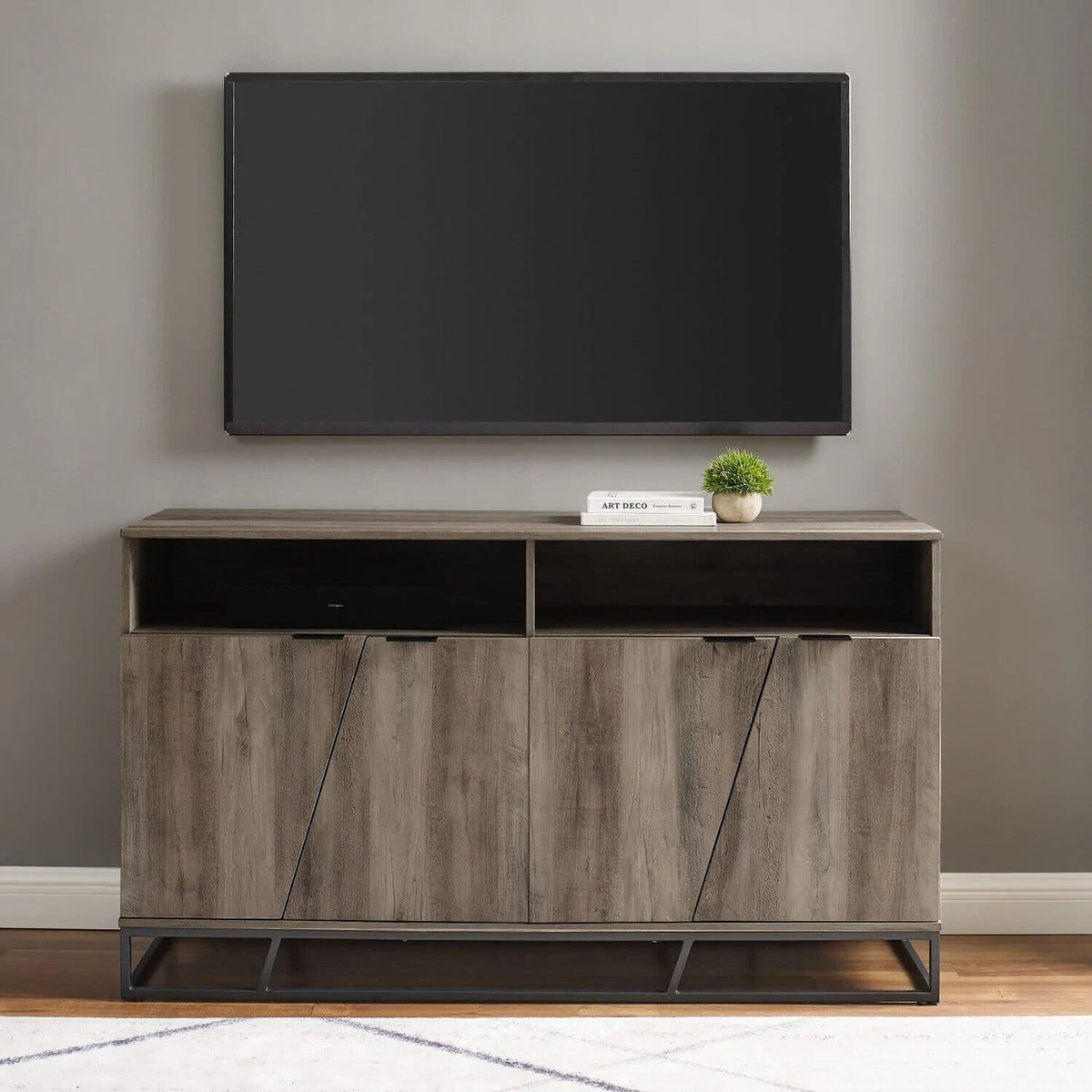 [EKM-AUTOGENERATED]Angle Design 3 Door Accent Sideboard Grey Wash