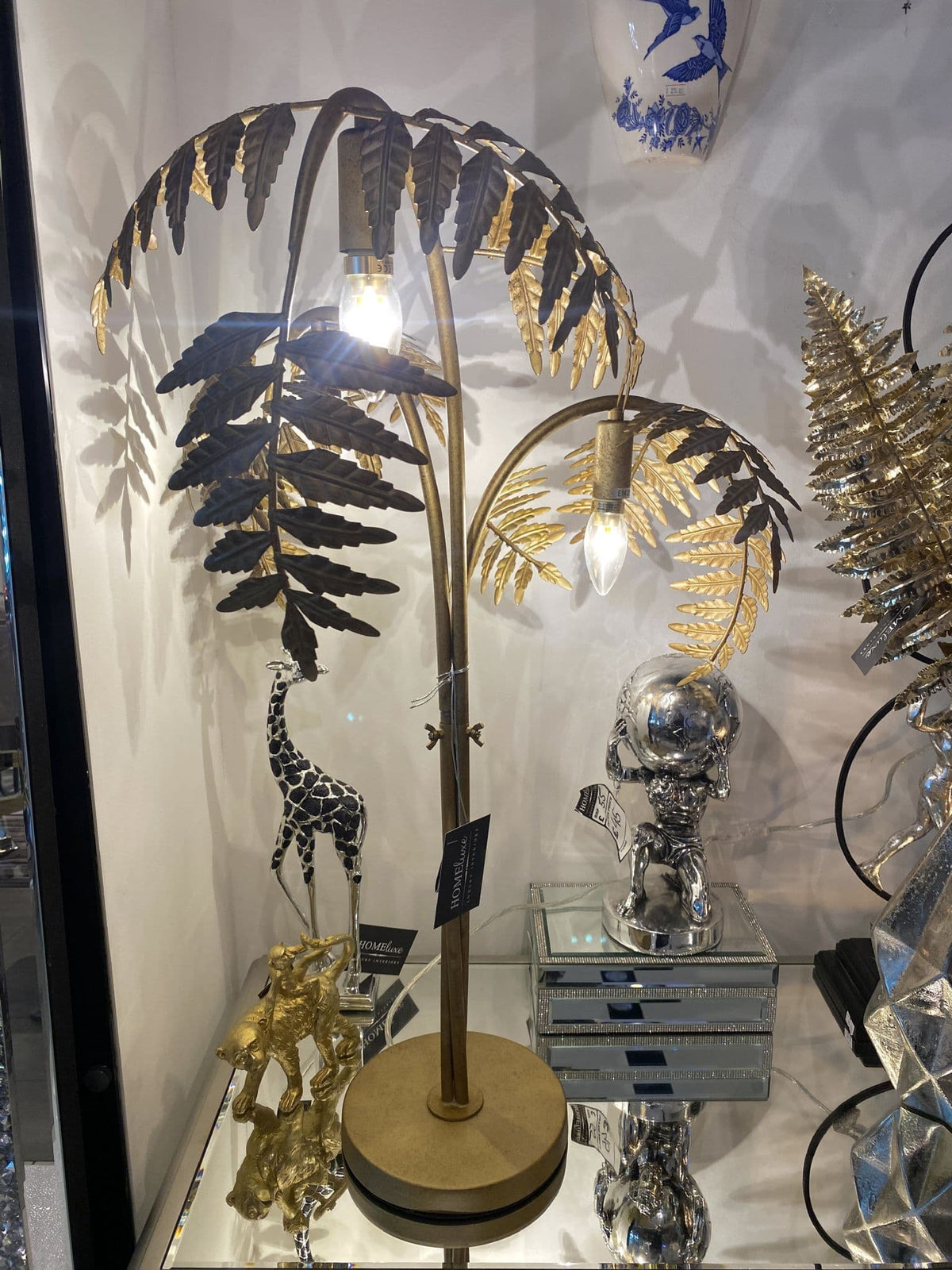 [EKM-AUTOGENERATED]Antique Gold Palm Leaf Table Lamp