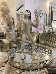 [EKM-AUTOGENERATED]Antique Silver Standing Monkey Candelabra