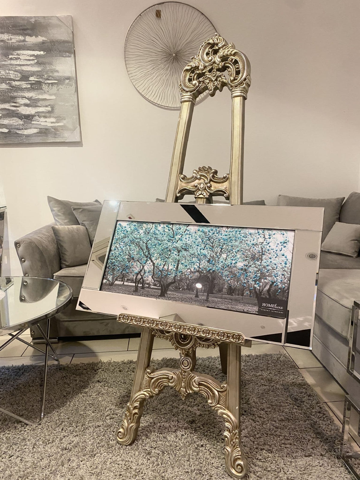 [EKM-AUTOGENERATED]Aqua Blossom Tree Wall Art Mirror Frame