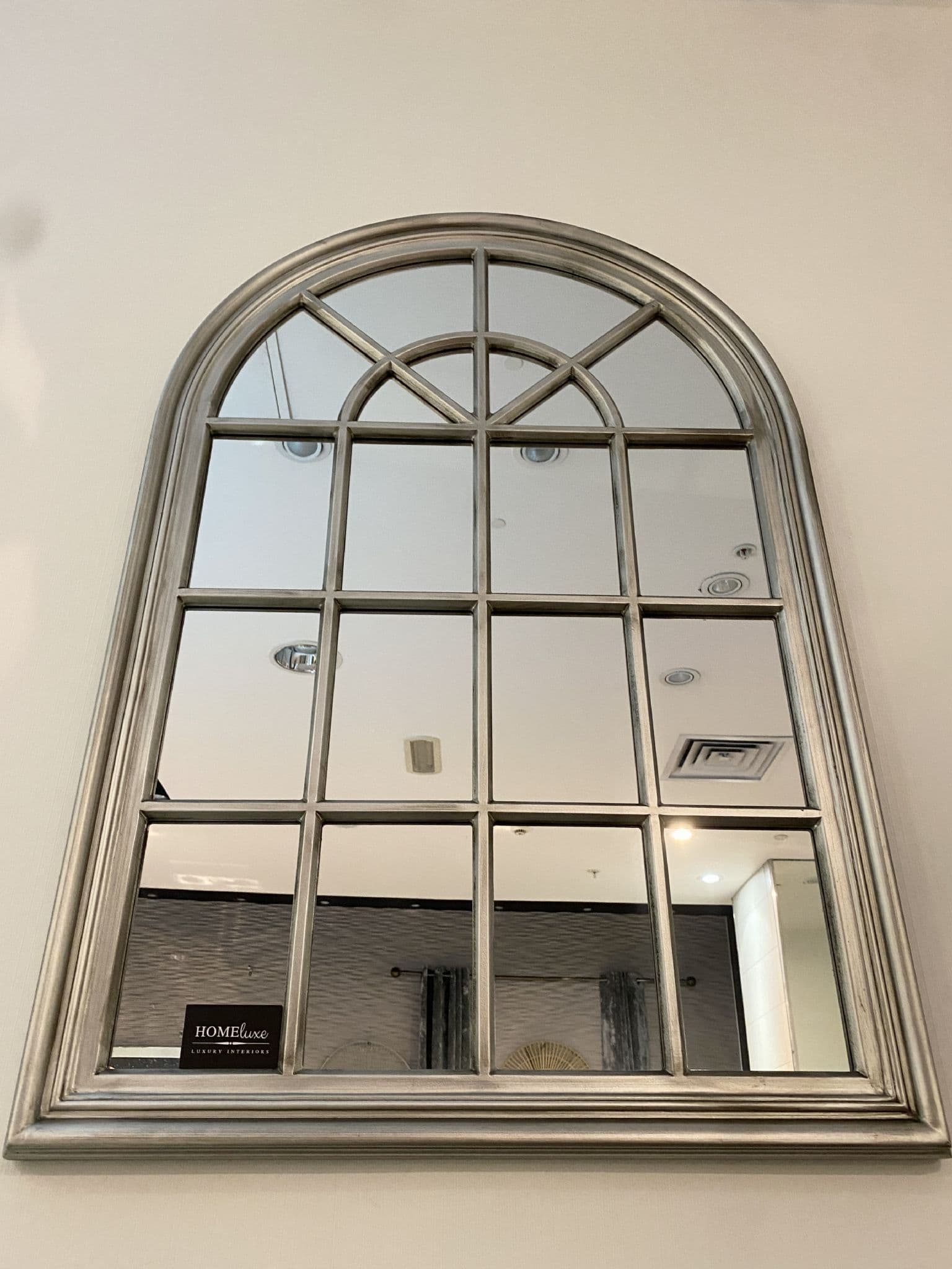 Arch Window Frame Mirror Antique Silver