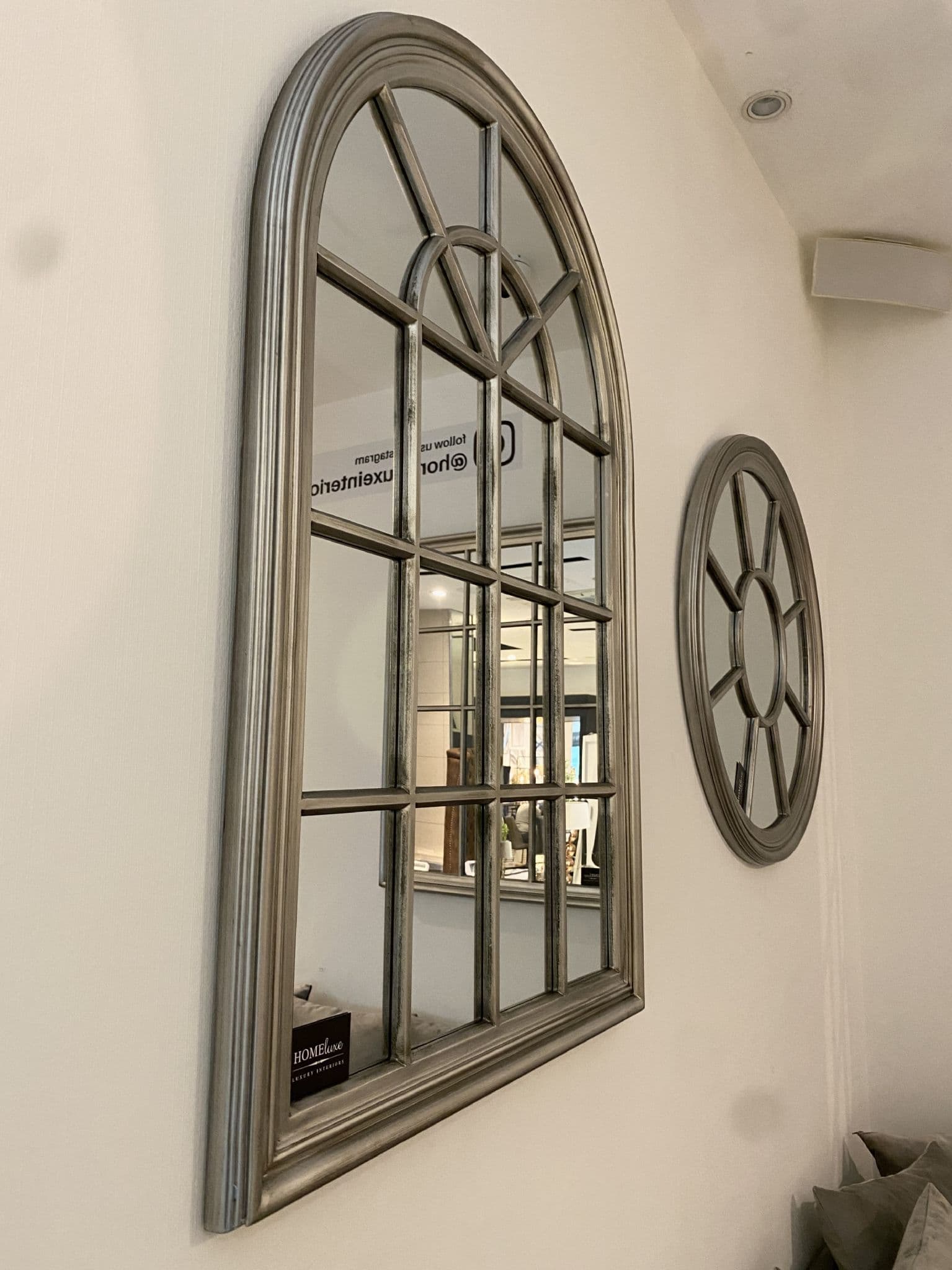 Arch Window Frame Mirror Antique Silver