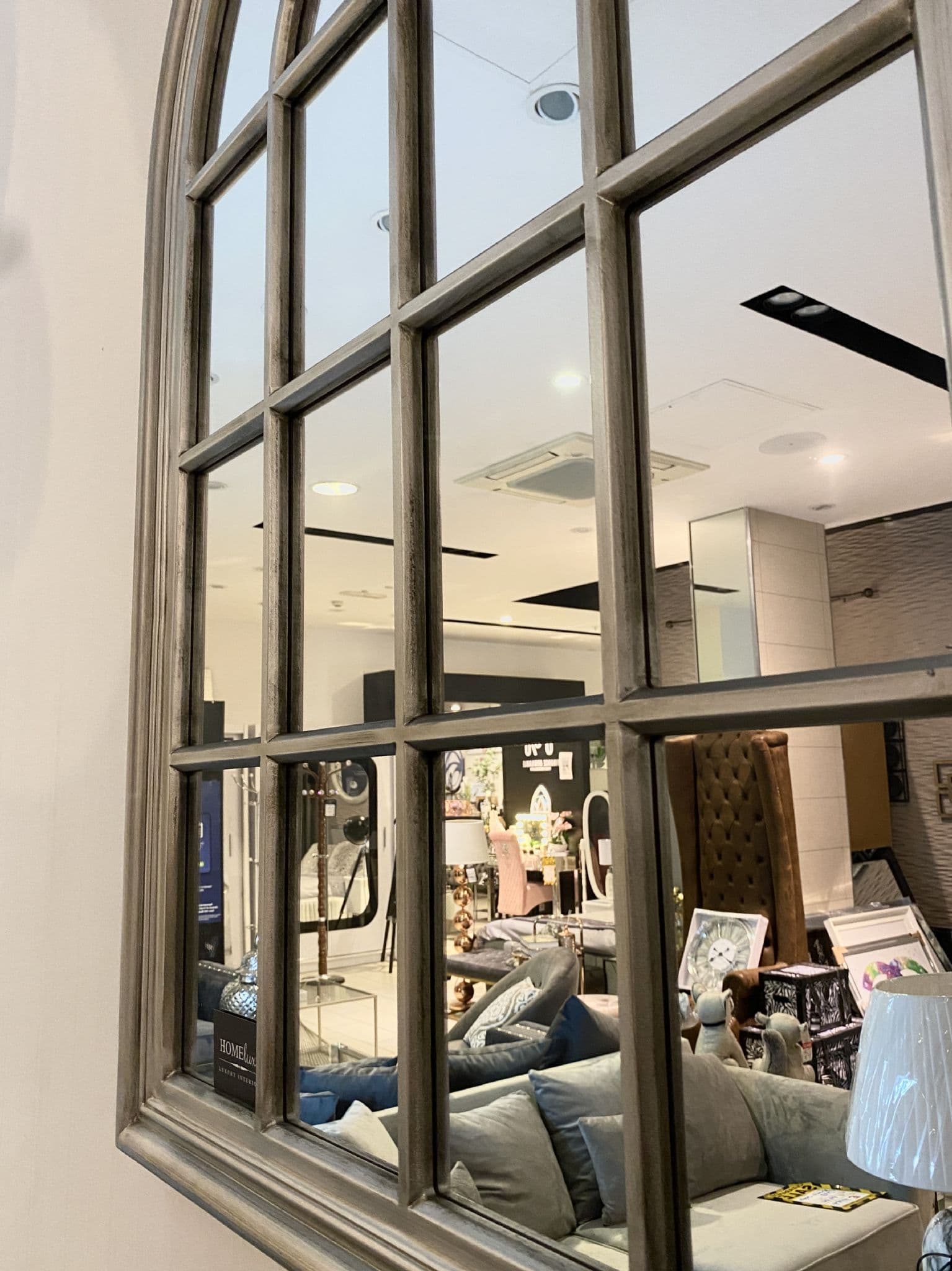 Arch Window Frame Mirror Antique Silver