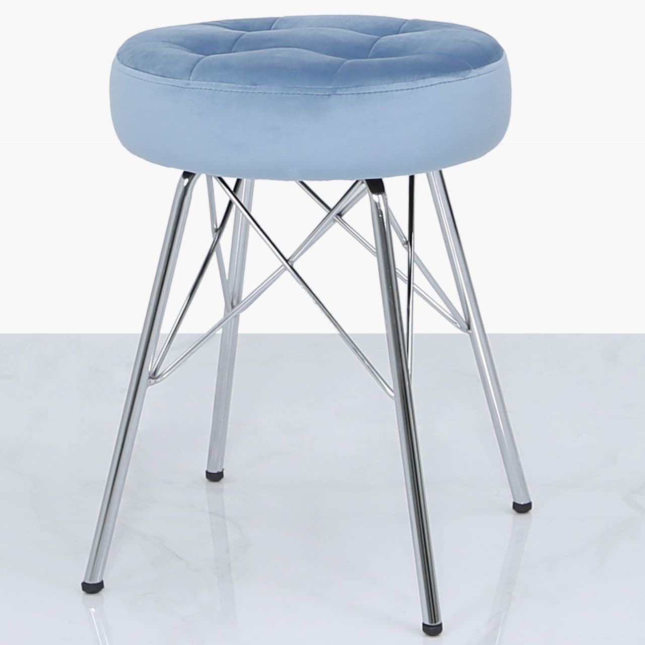 [EKM-AUTOGENERATED]Arianna Tufted Round Stool Light Blue