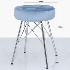 Arianna Tufted Round Stool Light Blue