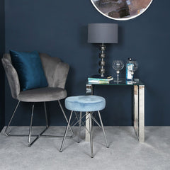 Arianna Tufted Round Stool Light Blue