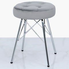 [EKM-AUTOGENERATED]Arianna Tufted Round Stool Light Silver