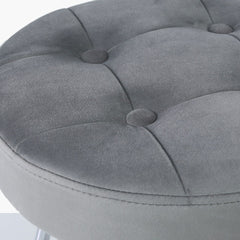 Arianna Tufted Round Stool Light Silver