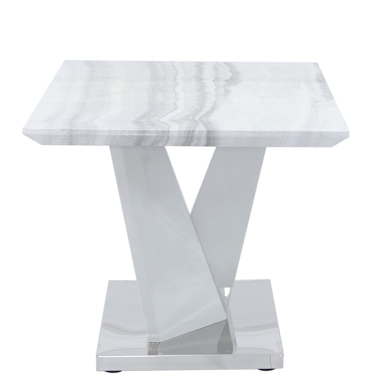 [EKM-AUTOGENERATED]Aston Rect Marble Effect End Table White