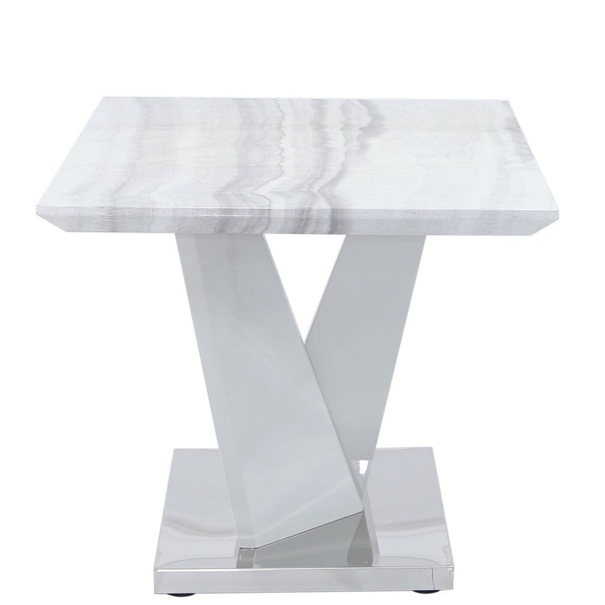 [EKM-AUTOGENERATED]Aston Rect Marble Effect End Table White