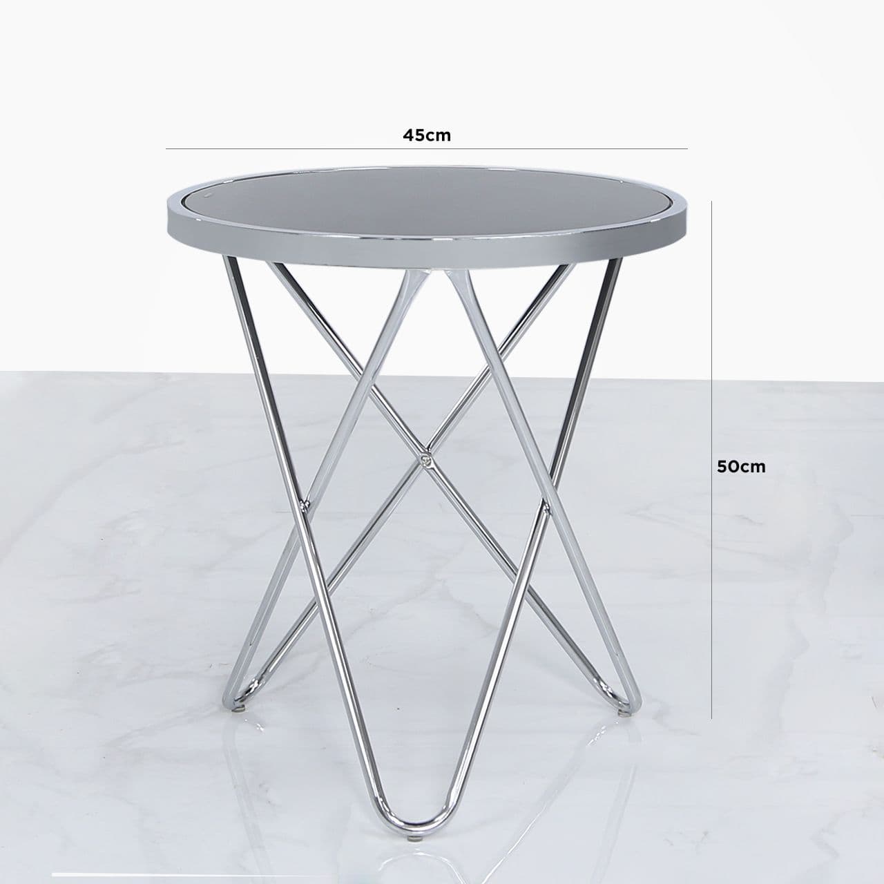 Atlas Black Glass End Chrome Table