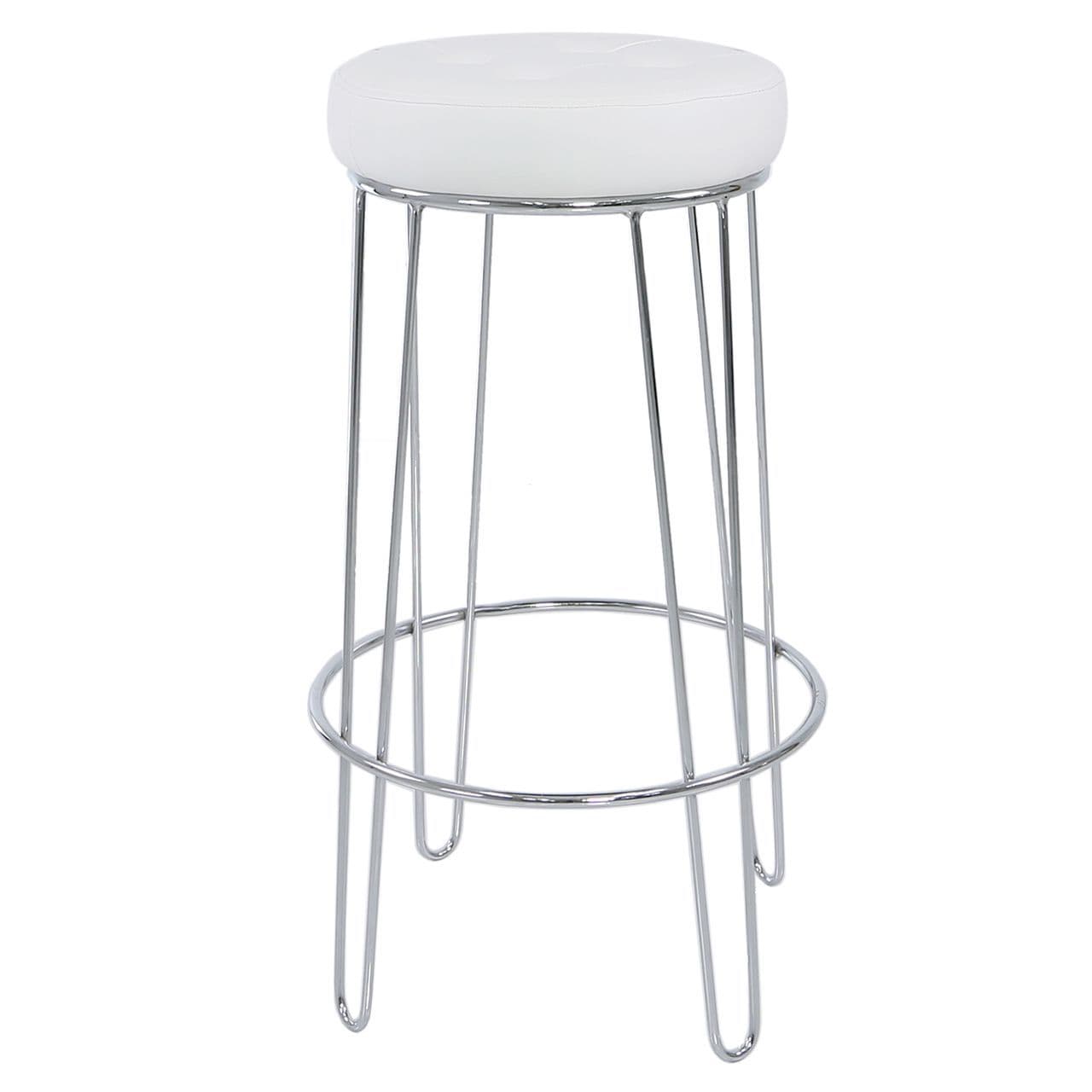 [EKM-AUTOGENERATED]Atlas Chrome and White Faux Leather Bar Stool