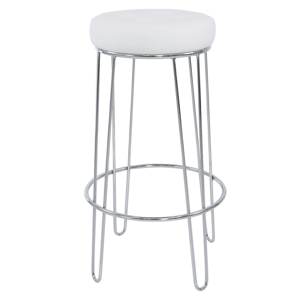 [EKM-AUTOGENERATED]Atlas Chrome and White Faux Leather Bar Stool