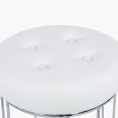Atlas Chrome and White Faux Leather Bar Stool
