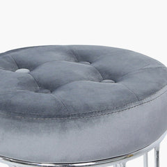 Atlas Grey Velvet and Chrome Barstool