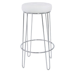Atlas White Velvet and Chrome Barstool