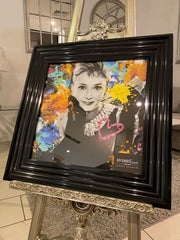 Audrey Hepburn Multicolour Paint Black Step Frame 55Cm X 55Cm