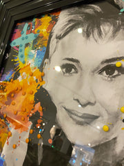 Audrey Hepburn Multicolour Paint Black Step Frame 55Cm X 55Cm