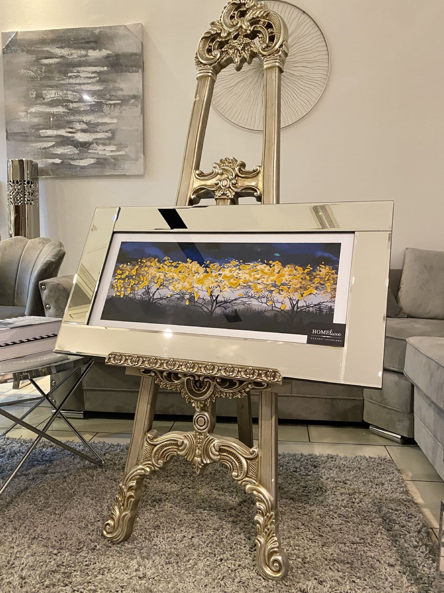 [EKM-AUTOGENERATED]Autumn Trees Painted Wall Art Mirror Frame 45Cm X 85Cm