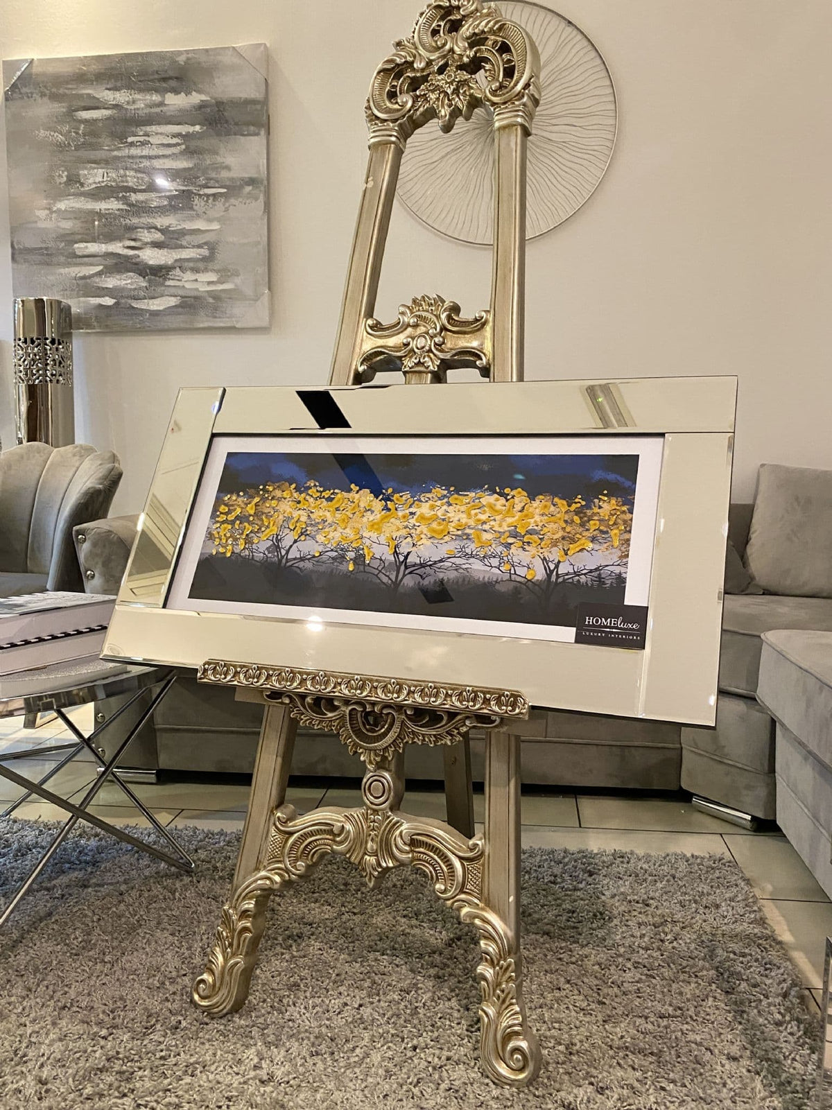 [EKM-AUTOGENERATED]Autumn Trees Painted Wall Art Mirror Frame 45Cm X 85Cm