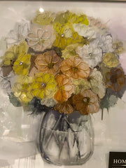 Autumn Watercolour Flowers Wall Art Black Alpha Frame 55Cm X 55Cm