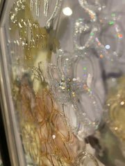 Autumn Watercolour Flowers Wall Art Black Alpha Frame 55Cm X 55Cm