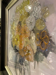 Autumn Watercolour Flowers Wall Art Black Alpha Frame 55Cm X 55Cm