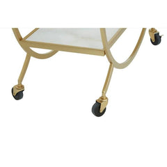 Avantis White Marble and Gold 2 Tier Drinks Trolley  Home Luxe Interior