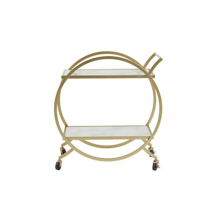 Avantis White Marble and Gold 2 Tier Drinks Trolley  Home Luxe Interior