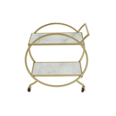Avantis White Marble and Gold 2 Tier Drinks Trolley  Home Luxe Interior