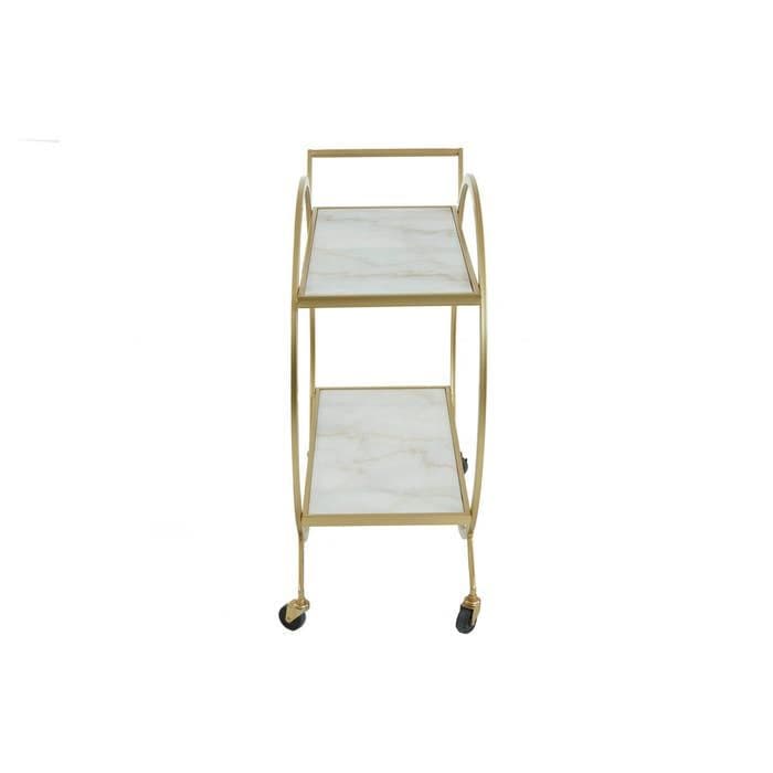 Avantis White Marble and Gold 2 Tier Drinks Trolley  Home Luxe Interior