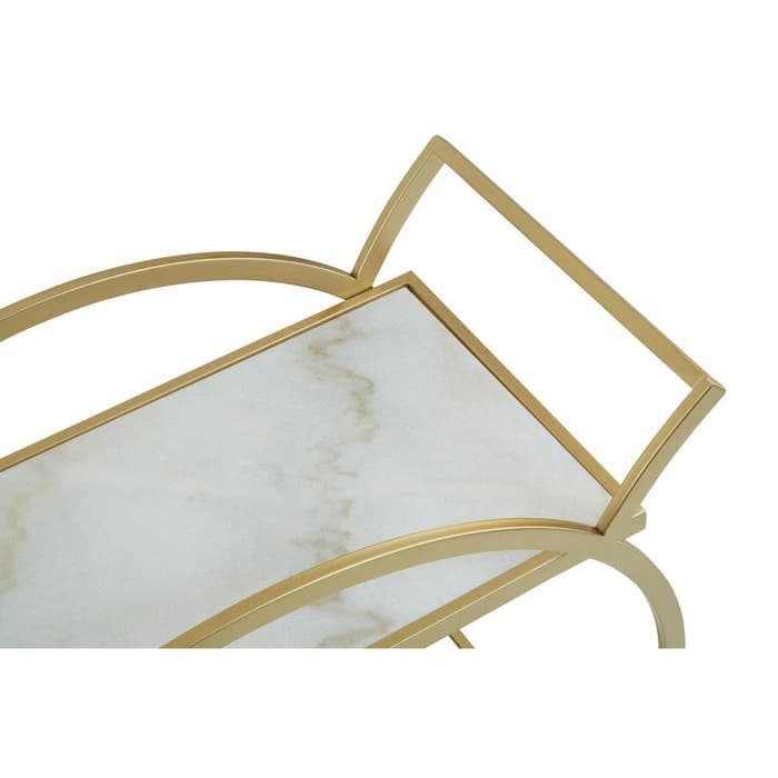 Avantis White Marble and Gold 2 Tier Drinks Trolley  Home Luxe Interior
