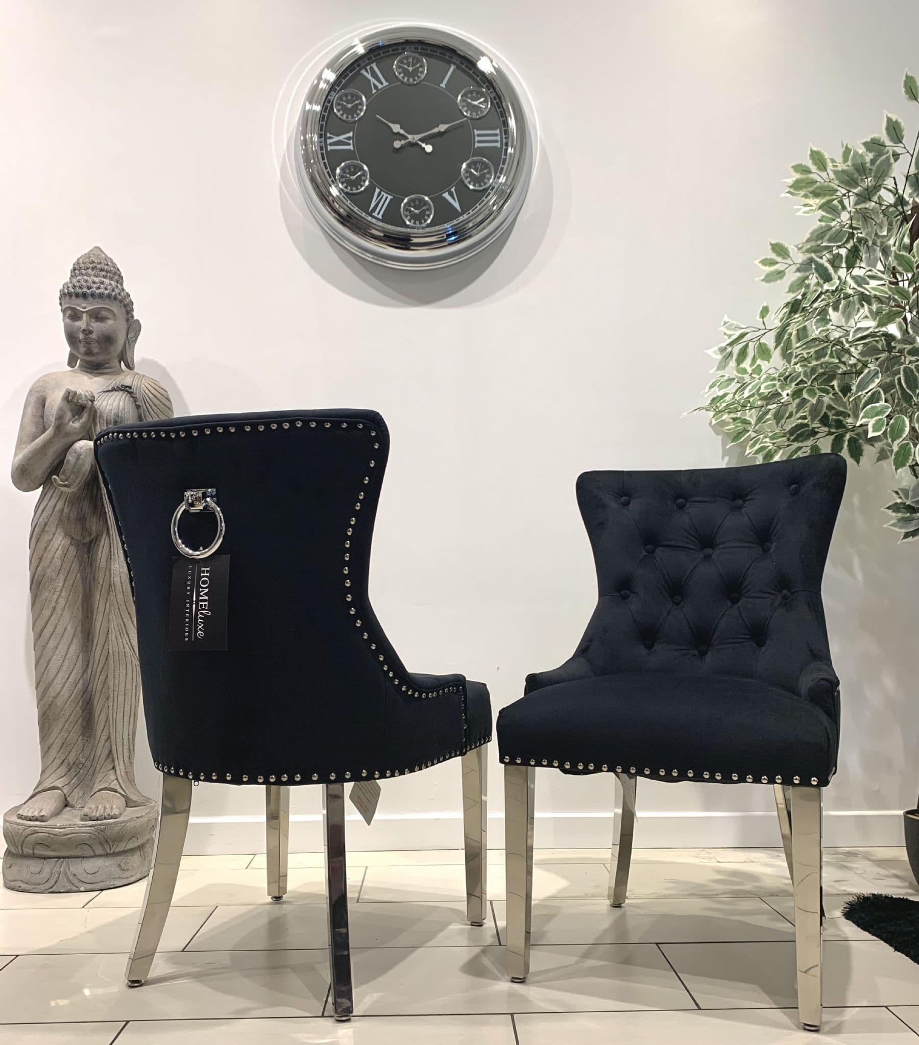 Aydin Dining Chair Brushed Velvet In Black - Sold In Pairs