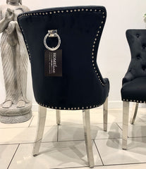 Aydin Dining Chair Brushed Velvet In Black - Sold In Pairs