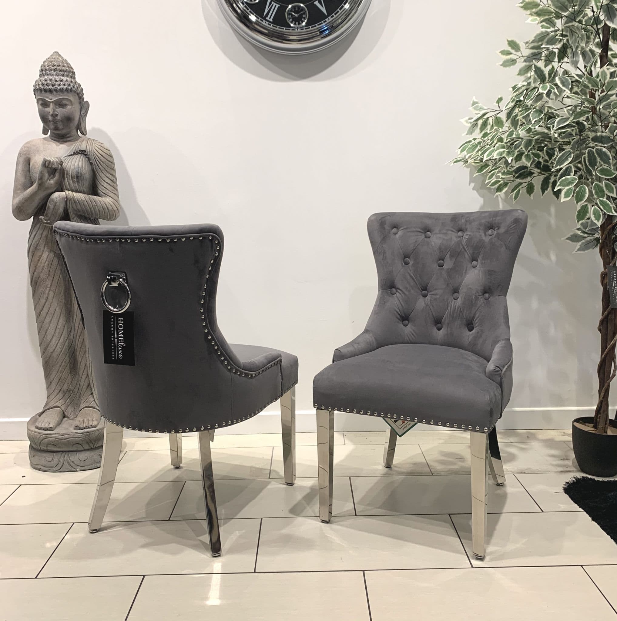 [EKM-AUTOGENERATED]Aydin Dining Chair Brushed Velvet In Dark Grey - Sold In Pairs