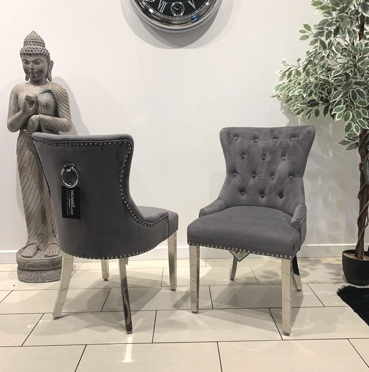 [EKM-AUTOGENERATED]Aydin Dining Chair Brushed Velvet In Dark Grey - Sold In Pairs