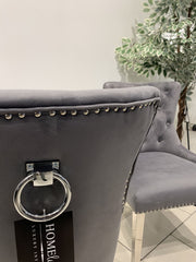 Aydin Dining Chair Brushed Velvet In Dark Grey - Sold In Pairs